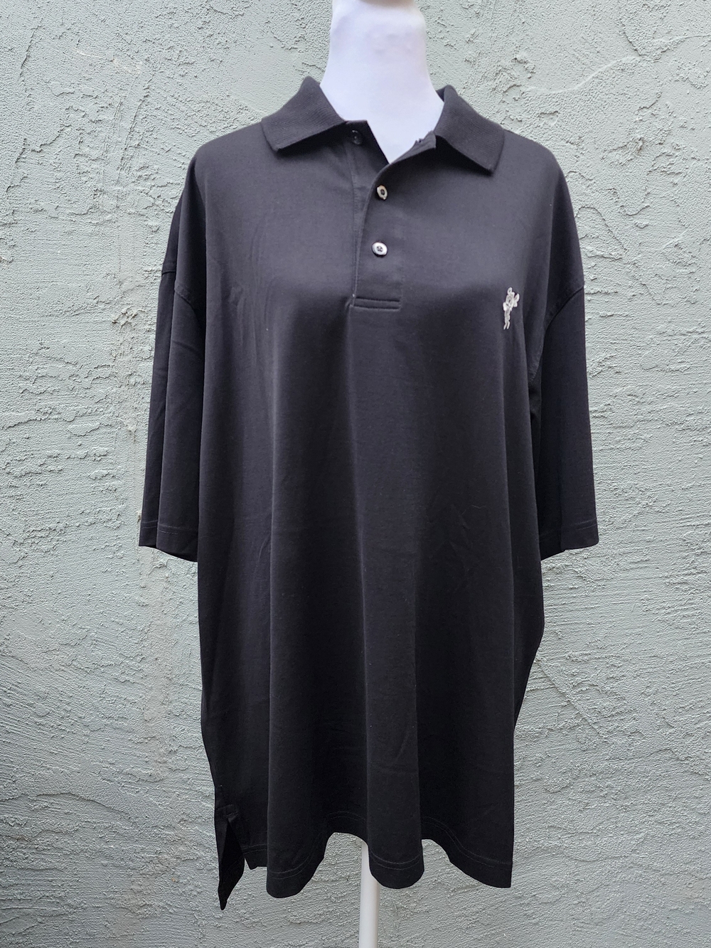 Ashworth Men's Black Golf Polo Shirt Short Sleeve Embroidered Logo [L]